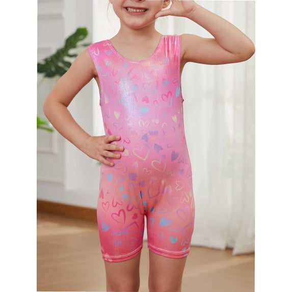 2-8 Years Gymnastics Leotards for Girls Sparkly Biketards Unitards Athletic Tumbling Outfit