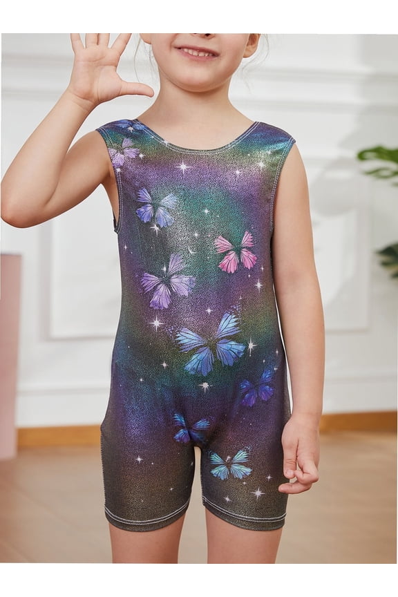 2-8 Years Gymnastics Leotards for Girls Sparkly Biketards Unitards Athletic Tumbling Outfit