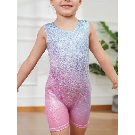 2-8 Years Gymnastics Leotards for Girls Sparkly Biketards Unitards Athletic Tumbling Outfit