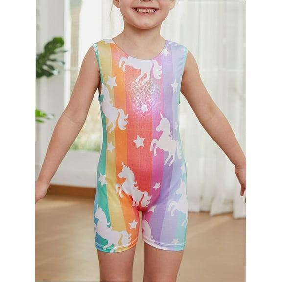 2-8 Years Gymnastics Leotards for Girls Sparkly Biketards Unitards Athletic Tumbling Outfit
