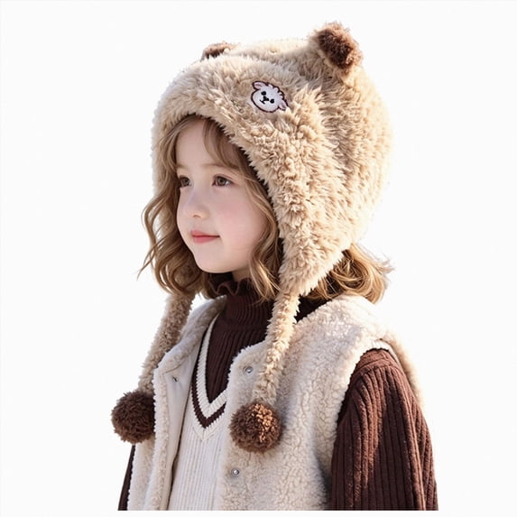 2-8 Years Kids Winter Knit Cat Ear Beanie with Stripes, Cute Warm Hat for Boys Girls