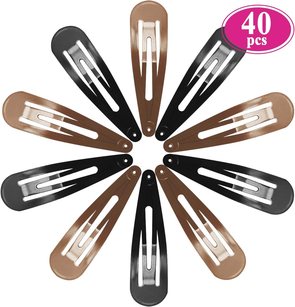 2.8 inch Large Metal Snap Hair Clips, Casewin 40 Pcs No Slip Metal Jumbo Hair  Clip Hair Pins Craft DIY Accessories for Girls Women, 7cm, Black and Brown  
