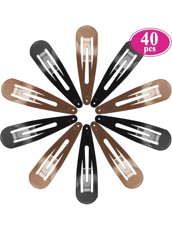 2.8 inch Large Metal Snap Hair Clips, Casewin 40 Pcs No Slip Metal Jumbo Hair Clip Hair Pins Craft DIY Accessories for Girls Women, 7cm, Black and Brown
