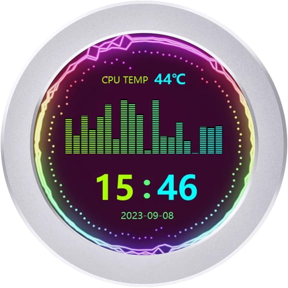 2.8 inch Water Cooler Screen USB Monitor, PC Case Secondary Screen, Desktop RGB Ambient Screen, 480480 Pixel IPS Panel, Support Music Spectrum Analysis Function, Visual Dynamic Theme Editor