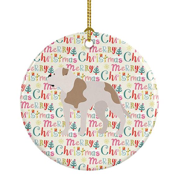 2.8 x 2.8 in. Unisex American Bulldog Merry Christmas Ceramic Ornament, Multi Color