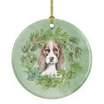 thumbnail image 1 of 2.8 x 2.8 in. Unisex Basset Hound Puppy Brown White & Black Christmas Wreath Ceramic Ornament, 1 of 1
