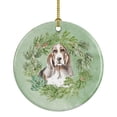 thumbnail image 1 of 2.8 x 2.8 in. Unisex Basset Hound Tricolor Christmas Wreath Ceramic Ornament, 1 of 1