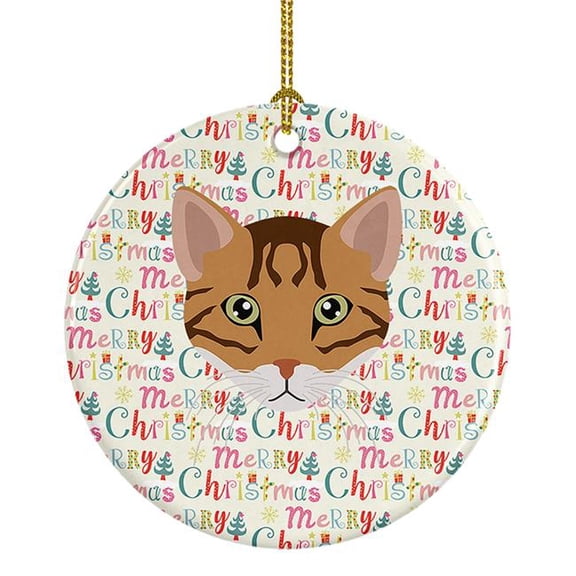 2.8 x 2.8 in. Unisex Cheetoh Cat Christmas Ceramic Ornament