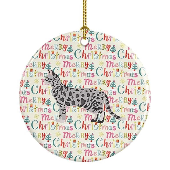 2.8 x 2.8 in. Unisex Cheetoh No.2 Cat Christmas Ceramic Ornament