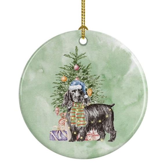 2.8 x 2.8 in. Unisex Cocker Spaniel English Black Christmas Presents & Tree Ceramic Ornament, Multi Color