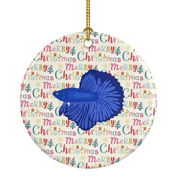 2.8 x 2.8 in. Unisex Delta Tail Betta Fish Christmas Ceramic Ornament