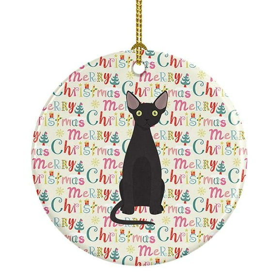 2.8 x 2.8 in. Unisex Devon Rex No.3 Cat Christmas Ceramic Ornament