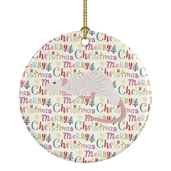 2.8 x 2.8 in. Unisex Dumbo Sphynx Rat Christmas Ceramic Ornament