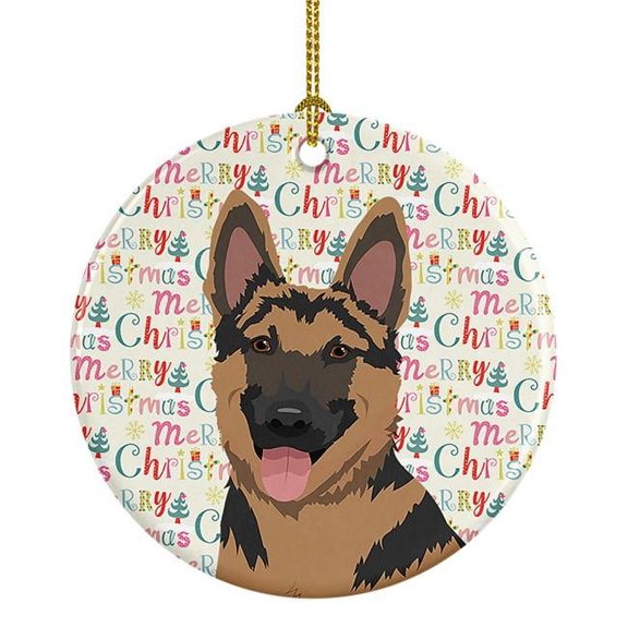 2.8 x 2.8 in. Unisex German Shepherd Red & Black Christmas Ceramic Ornament