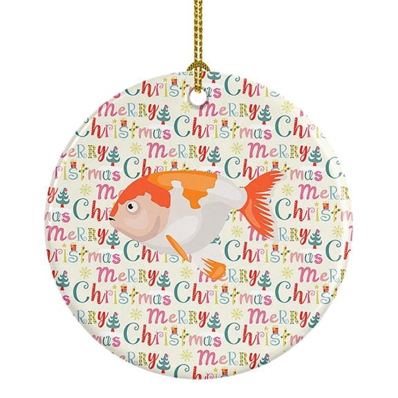 2.8 x 2.8 in. Unisex Lionhead Goldfish Christmas Ceramic Ornament