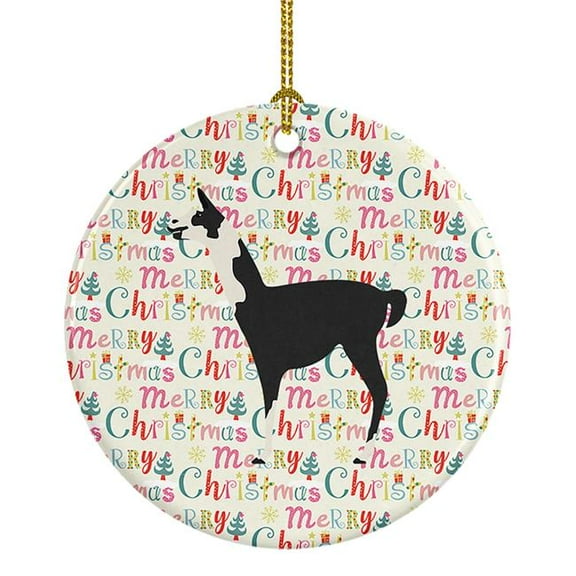 2.8 x 2.8 in. Unisex Llama Q Ara Christmas Ceramic Ornament