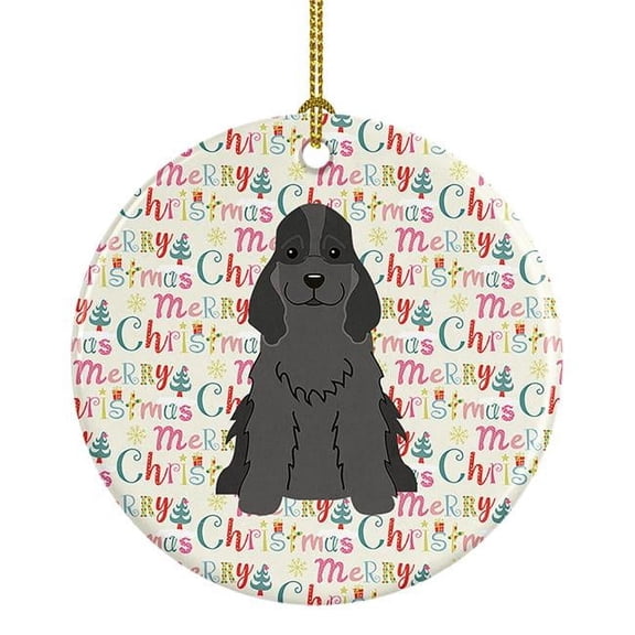 2.8 x 2.8 in. Unisex Merry Christmas Cocker Spaniel Black Ceramic Ornament, Multi Color