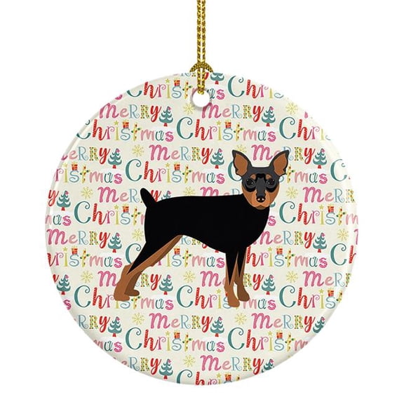 2.8 x 2.8 in. Unisex Miniature Pinscher Merry Christmas Ceramic Ornament