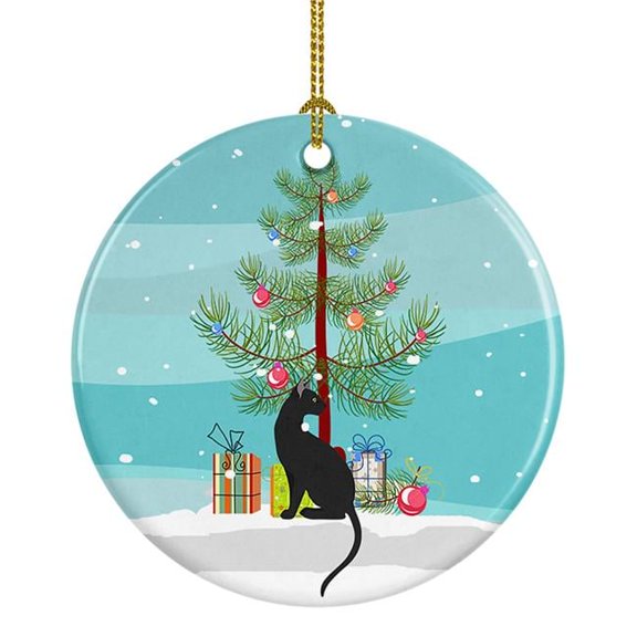 2.8 x 2.8 in. Unisex Pantherette Cat Merry Christmas Ceramic Ornament