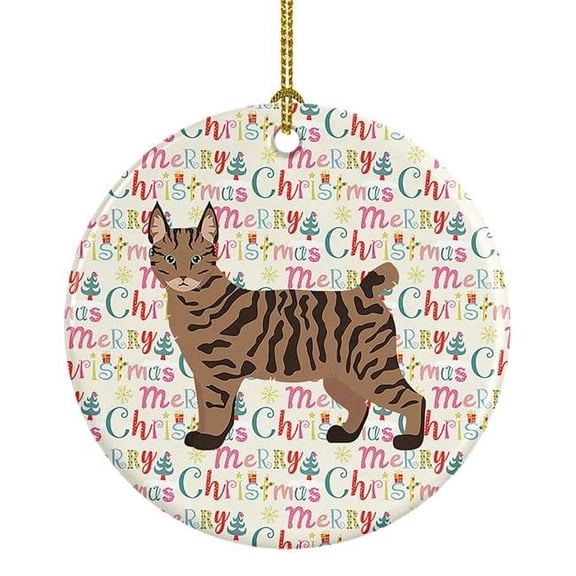 2.8 x 2.8 in. Unisex Pixie Bob No.1 Cat Christmas Ceramic Ornament