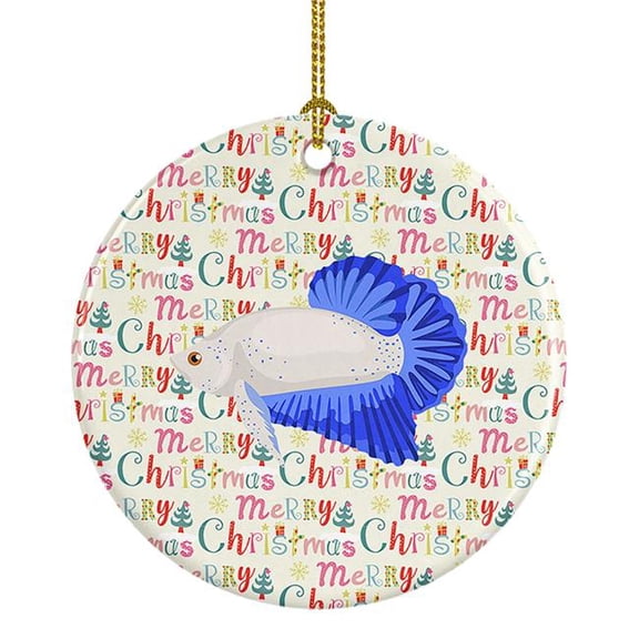 2.8 x 2.8 in. Unisex Plakat Betta Christmas Ceramic Ornament
