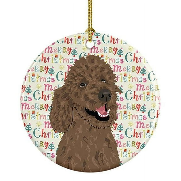 2.8 x 2.8 in. Unisex Poodle Standard Brown Christmas Ceramic Ornament