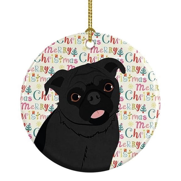 2.8 x 2.8 in. Unisex Pug Black No.1 Christmas Ceramic Ornament