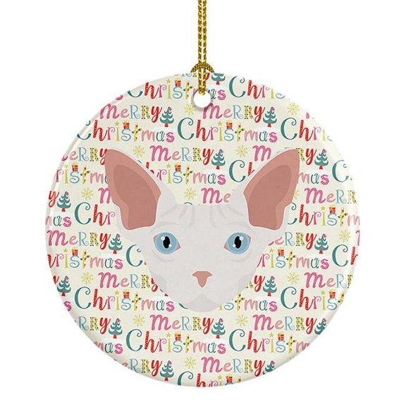 2.8 x 2.8 in. Unisex Sphynx Cat Christmas Ceramic Ornament