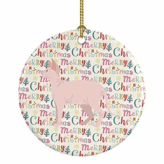 2.8 x 2.8 in. Unisex Sphynx Cat Christmas Ceramic Ornament