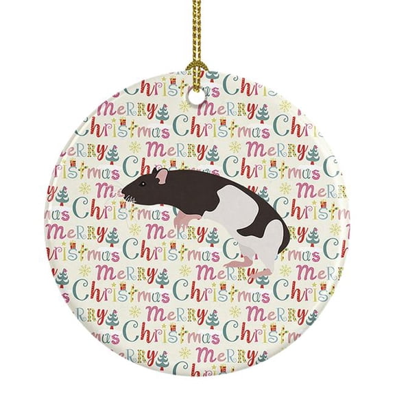 2.8 x 2.8 in. Unisex Tailless Rat Christmas Ceramic Ornament