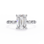 GIMELIS 2.80 CT Radiant Cut IGI Certified Lab Created Diamond Side Marquise And Round Diamond, 18k Gold Wedding Ring, Prongs Engagement Ring For Her