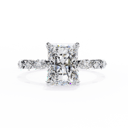 GIMELIS 2.80 CT Radiant Cut IGI Certified Lab Grown Diamond 4 Prong Wedding Ring, White Gold Engagement Ring, Side Marquise And Round Diamond Ring