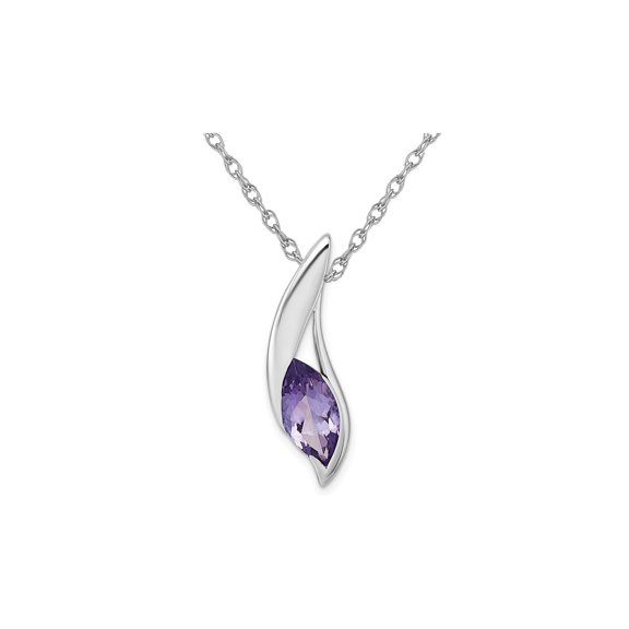 2.80 Carat (Ctw) Marquise Amethyst Pendant Necklace in Sterling Silver with chain for Women