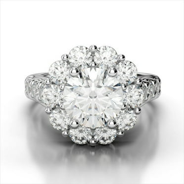 2.80 Ct Brilliant Cut Round Natural Moissanite Diamond Wedding Rings For Her Fine 14K White Gold