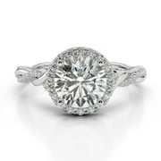Diamond-Capitals Round Diamond Wedding Ring, 2.80 ct. t.w, 14K White Gold, [Gift Box Included]
