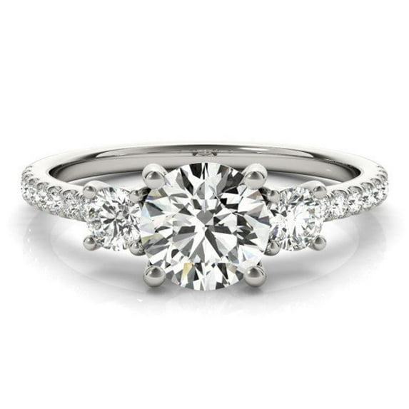 2.80 Ct Stunning Solitaire Round Natural Moissanite Diamond Wedding Rings for Women Solid 14K White Gold