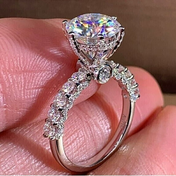 2.80CT Round Cut Lab Created Diamond Engagement Ring 14K White Gold Plated