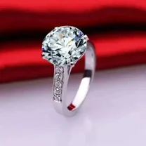 2.80CT Round Cut Simulated Diamond Women Wedding Ring 14K White Gold Plated