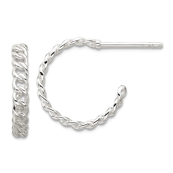 2.80mm 925 Sterling Silver E-coated Chain Design Post Hoop Earrings 15.8x16mm Wide 2.8mm Thick Hoop Earring for Women an