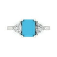 thumbnail image 1 of Three-Stone Engagement Ring for Women - 2.82ct Simulated Turquoise in 18K White Gold Promise Ring, 1 of 6