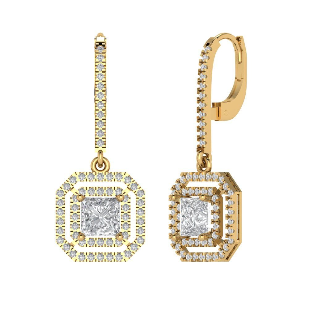 2.8174 ct Lever-Back Drop Dangle Earrings for Women | 5.5mm Princess ...