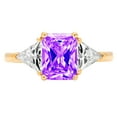 thumbnail image 1 of 2.82 ct Emerald Cut Natural Amethyst 3 Stone 18K Yellow Gold Womens Engagement Ring, 1 of 6