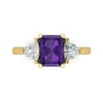 thumbnail image 1 of 2.82 ct Emerald Cut Natural Amethyst Three-Stone Engagement Ring for Women in 18K Yellow Gold, 1 of 5