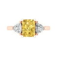 thumbnail image 1 of 2.82 ctw 3 Stone Anniversary Ring for Women | Emerald Cut Natural Citrine | Hyperallergenic Solid 18K Rose Gold, 1 of 5