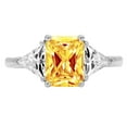 thumbnail image 1 of 2.82 ct Emerald Cut Natural Citrine 3 Stone 18K White Gold Womens Engagement Ring, 1 of 3