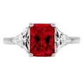 thumbnail image 1 of 2.82 ct Emerald Cut Natural Garnet 3 Stone 14K White Gold Womens Engagement Ring, 1 of 3