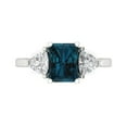 thumbnail image 1 of 2.82 ct Emerald Cut Natural London Blue Topaz 3 Stone 18K White Gold Womens Engagement Ring, 1 of 5