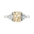 thumbnail image 1 of 2.82 ct Emerald Cut Natural Morganite 3 Stone 18K White Gold Womens Engagement Ring, 1 of 5