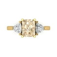 thumbnail image 1 of 2.82 ct Emerald Cut Natural Morganite 3 Stone 18K Yellow Gold Womens Engagement Ring, 1 of 5