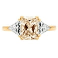 thumbnail image 1 of 2.82 ct Emerald Cut Natural Morganite 3 Stone 18K Yellow Gold Womens Engagement Ring, 1 of 5